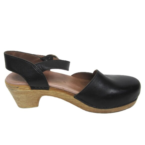 Dansko Maisie Closed Toe Sandal Heels Size 36 5.5 6 Black Leather Ankle Strap - Picture 2 of 10